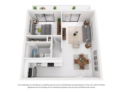 Floor plan for 1 bed, 1 bath, 625 sqft